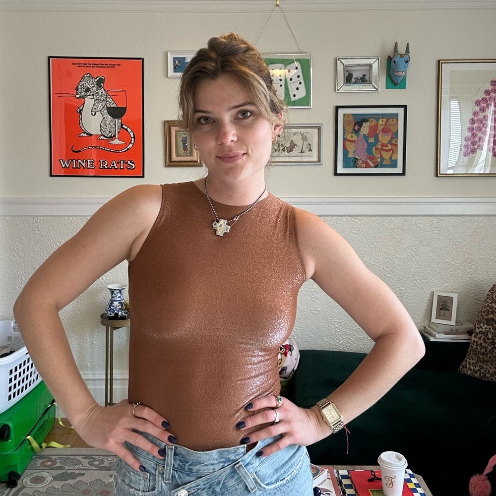 Sleek Brown Sleeveless Top